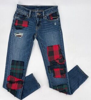 Vintage Ralph Lauren Denim & Supply Jeans Womens 26x29 Patchwork Tartan Plaid